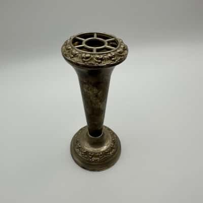 Vintage Silver Plated Thin Stem Decorative Flower Vase 
