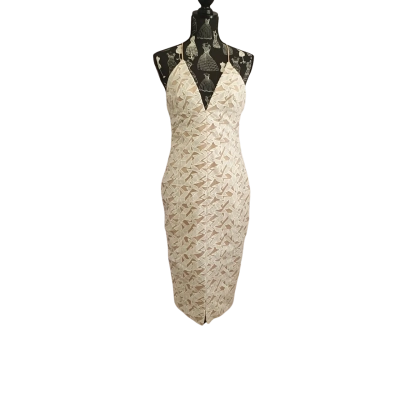  KUKU Womens  Size 10 Bodycon Dress / Formal Dress Beige / Nude / Pattern BNWT