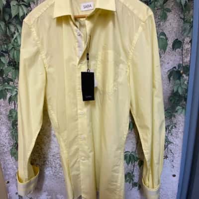 Saba Mens  Size M Engrd Nano Check Shirt In Banana
