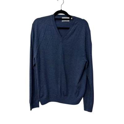 Trenery Mens  Size L Merino V-Neck Jumper Blue 