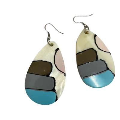 Women's Shell Earrings Hand Painted Multicoloured 