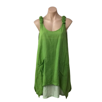 Womens approx Size S / M Two Tone Lime Green Sleeveless Dress with Pockets