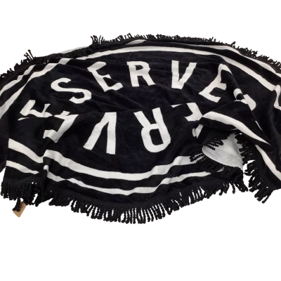 BNWT Cotton On Black/White Reserved Round Fringed Towel 140cm (LM)