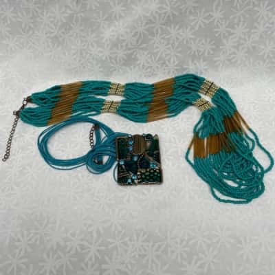  Women's BLUE Costume necklaces 