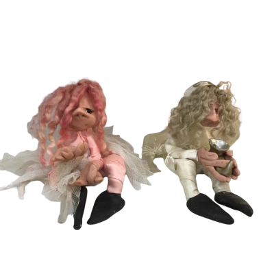 Pair Of Hand Made Art  Dolls Approx 7.5 x 13cm