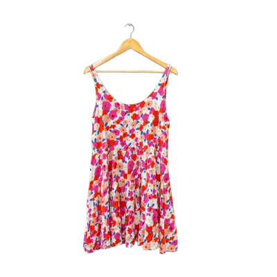 Mister Zimi Size 10 Casual Dress Floral/Multicoloured/Pattern/Red 