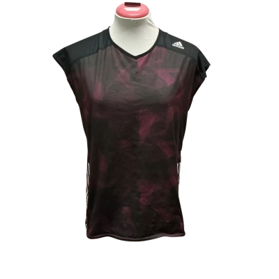 Adidas Womens  Size L 3/4 Sleeve Top Black  / Pattern / Purple 