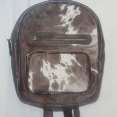 Leather Cowhide Brown / Natural / White Backpack 
