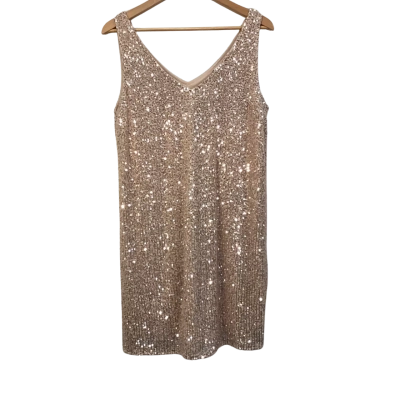 BNWT ST.FROCK Womens Size 12 Gold Sequin Shift Dress