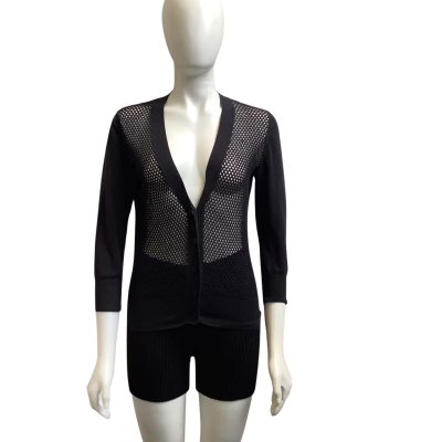 Country Road Womens  Size S Button-down Netted Cardigan Black  