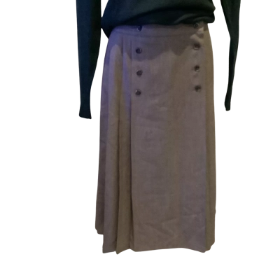 Vintage**Fletcher Jones. Light Mocha/Grey iPure Wool Pleated Skirt.   Size 16 