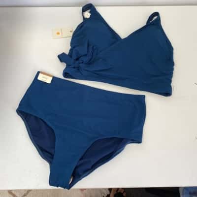 Artesands Navy Blue Aria Hayes Underwire Bikini Top And Aria Renoir High Waist Swim Pants Size 18 Bikini Set Navy Blue 