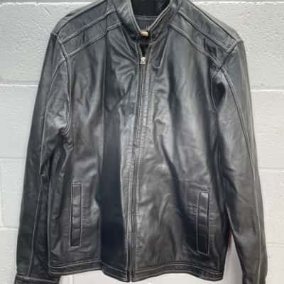  Mens David Moore Size XL Leather Jacket Black  