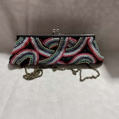  Women’s Super Cute Evening Bag with Stunning Multicoloured Beaded Pearl Detail 