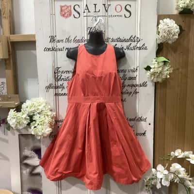 Cue Brand! MADE IN AUSTRALIA! Womens  Size 14 Midi Dress / Sleeveless Dress  Burnt Orange / Orange 