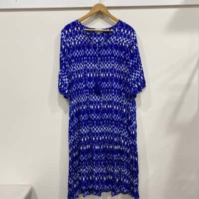 Fella Hamilton Womens  Size L Short Sleeve Dress  Blue / White 