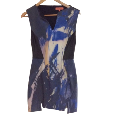 Manning Cartell Womens  Size 8 Mini Dress / Sleeveless Dress  Black  / Blue / Pattern / Yellow 