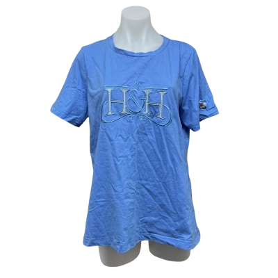 Hitchley & Harrow London Womens 100% Cotton Size 12 Short Sleeve Top Blue / Pattern 