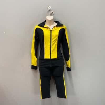 Devotion  Womens Jacket & Active Leggings Set Size 8 (S)Black & Yellow 