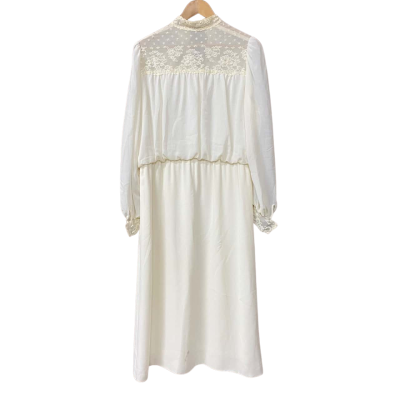 Womens Vintage Champagne Lace and beaded Embroidered Dress