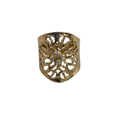  Womens Vintage Filigree Ring 9ct Gold with Stones (Stamped 375) 