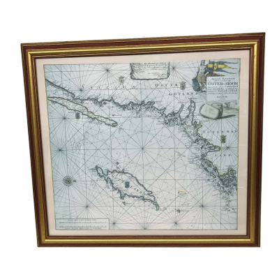 Special Pass Charta Map 'Stockholm' 'Gotland' 19th Century Art Sweden Framed/Glass