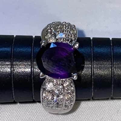  Women's Ring Marked 925 Round Purple CZ