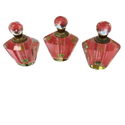 Vintage multi faceted clear crystal prism perfume bottles 