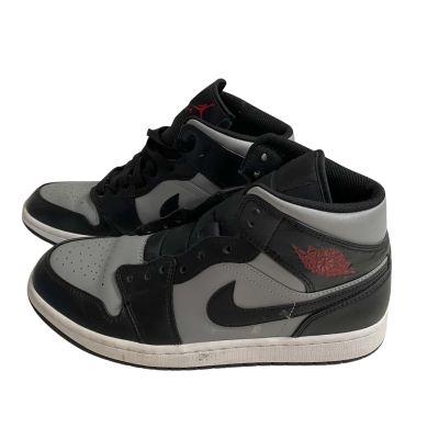 Nike Mens  Size 10 Air Jordan 1 Mid Sneakers Black/Grey/Red