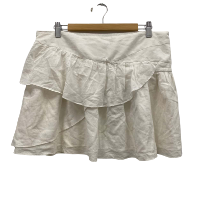 Country Road Women's 100% Cotton Frilled Skirt  Size 14 White RRP$100