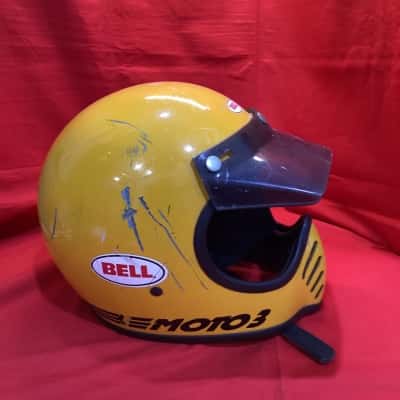 Vintage Yellow Bell Moto 3 1975 Motor Cycle Helmet