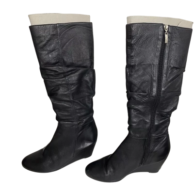 Sandler Womens  Size 8.5 Knee High Wedge Boots Black