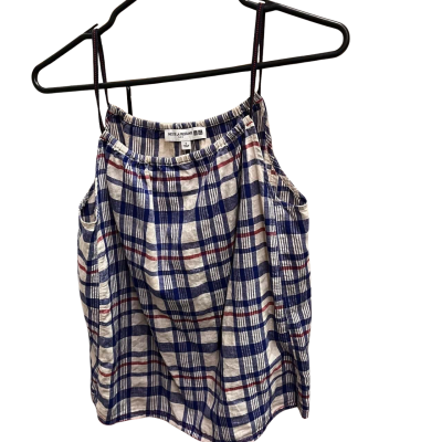 Ines De La Fressange for Uniqlo Womens Size S Shoestring Strap Top Blue / Checked / Off White 