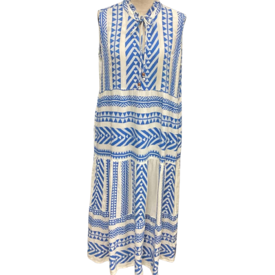  Joop & Gypsy Size 12  Midi Sleeveless Dress  Blue / White 
