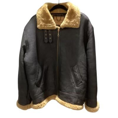 Shearling by Aviator Italy Mens Combat Clothing Air Force US Army B-3  Bomber / Fleece / Genuine Lamb Leather Jacket Brown 