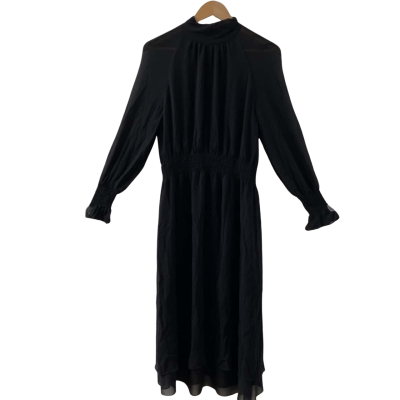 TORY BURCH Women's 100% Silk/Soie Size 10AU Smocked Maxi Lined Dress Black (RRP $398)