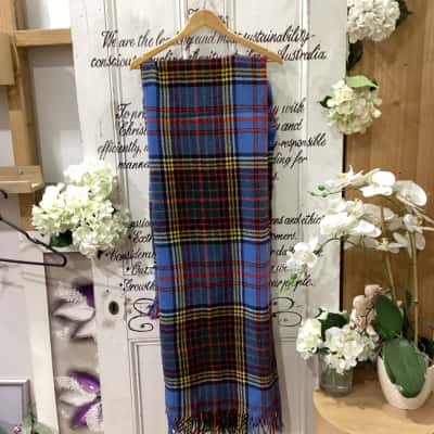MONTY RUG BY FORTANA! BEAUTIFUL TARTAN 100% WOOL BLANKET! 1.5M BY 2M! 