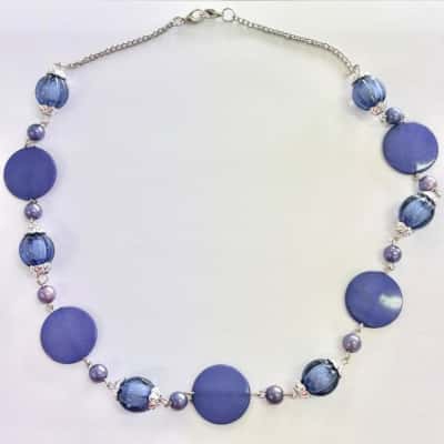 Purple Flat Disc & Bead Necklace 