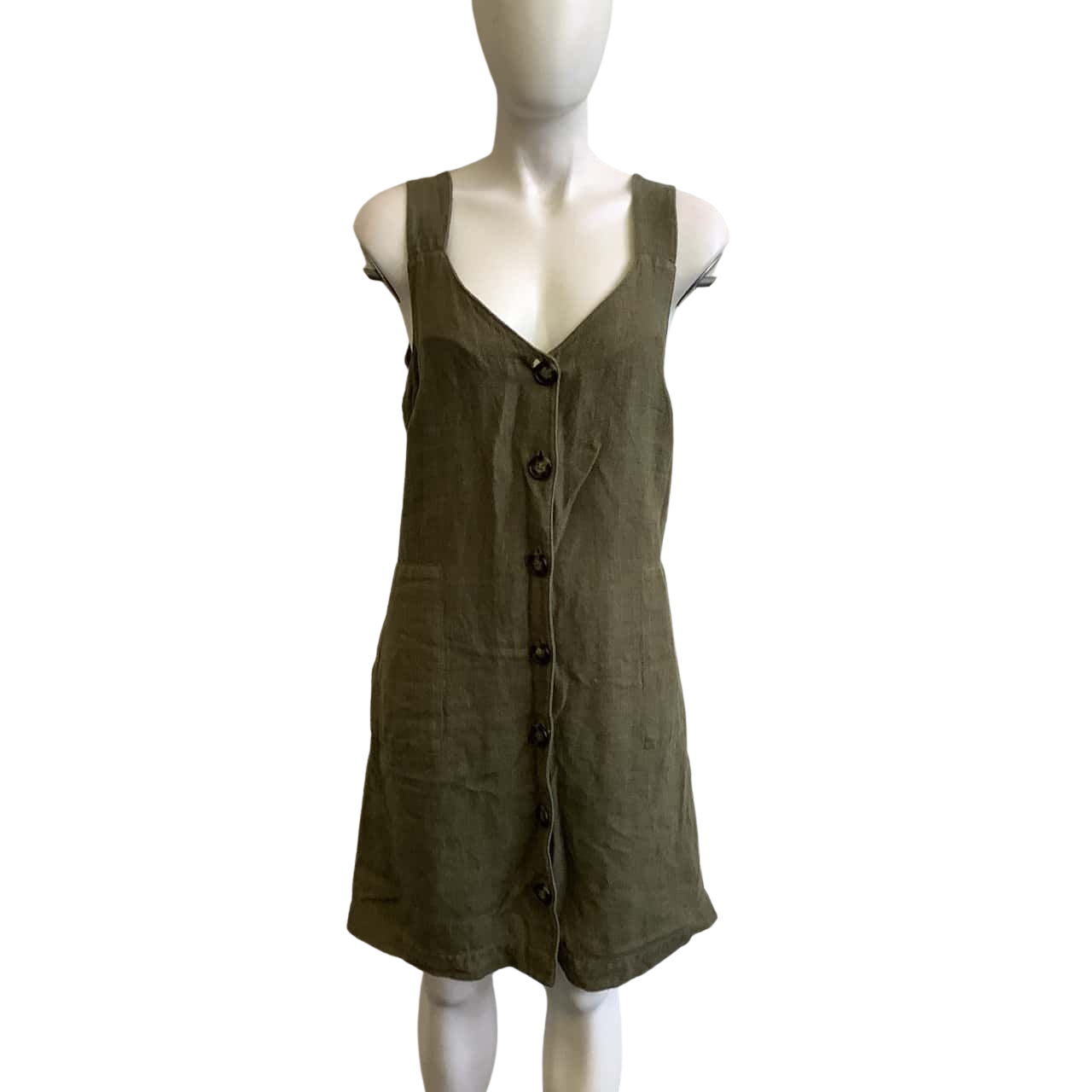 Country Road Women's Size 14 Linen Sleeveless Midi Dress Green (s)