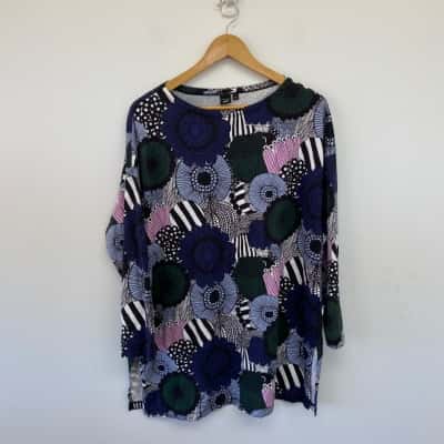 Marimekko Uniqlo Colourful Pattern Long Sleeve Top  Size L 
