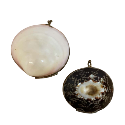 Lot of 2 Vintage Hinged Shell Trinket Boxes (Small)