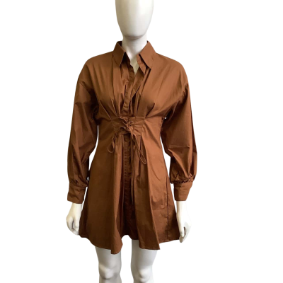 BNWT Pink Diamond Women's Size 12 Long Sleeve Mini Dress Brown 