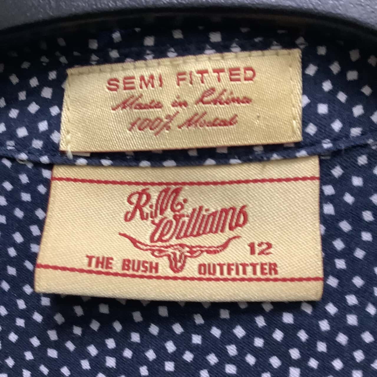 Womens RM Williams Size 12 Long Sleeve Navy Blue / Polka Dot / White (s)