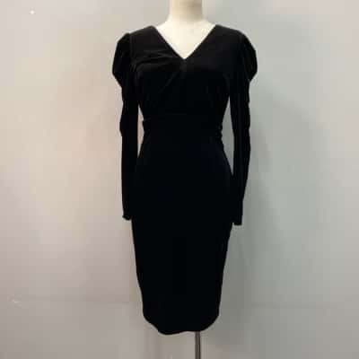 Ministry of Style Womens  Size 8 Midi Dress Black Velvet 