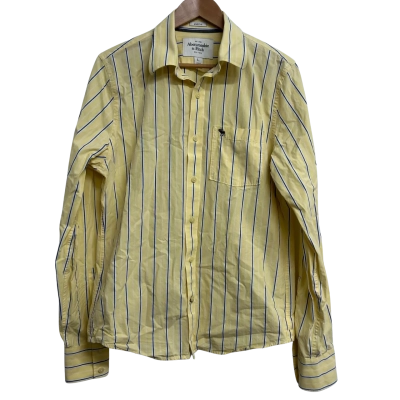 Abercrombie & Fitch Mens Size L Yellow Striped Button Up Shirt 