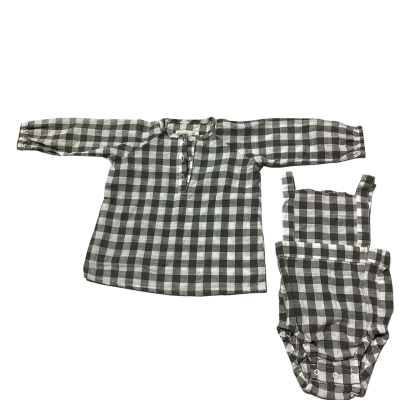 2 Piece Miann & Co Babies  Size 0-3m Top & Bib N Brace Onesie Black  / Gingham / White HTH1