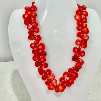 Red Beaded/Shell Toggle Necklace 