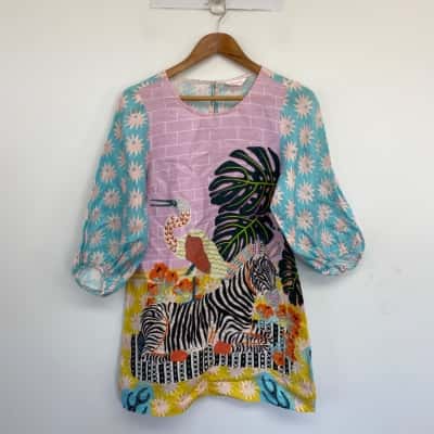 Gorman Colourful Long Sleeve Pattern Mini Dress  Size 6 