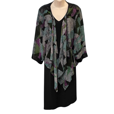 City Chic Womens Size XL Open Jacket Black/Green/Pattern/Purple/White