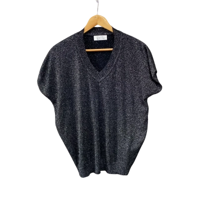 Frankie’s Melbourne Womens  Size L Short Sleeve Top Black  / Silver 